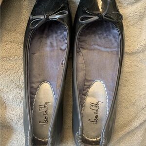 Sam & Libby Glossy Black & Gray Ombre Flats with Bow